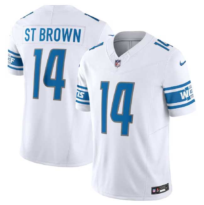 Men & Women & Youth Detroit Lions #14 Amon-Ra St. Brown White 2023 F.U.S.E. Vapor Untouchable Limited Stitched Jersey